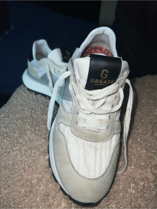Greats Shoes - Greats White & Light Gray Low-Top Sneaker with Black Tongue Tab